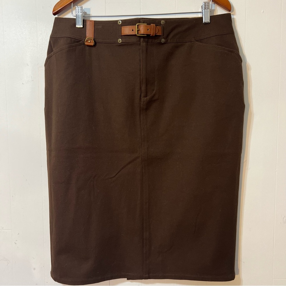 Lauren Ralph Business Casual Below Knee Classic Skirt Brown Size 12